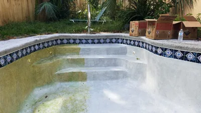 Acid wash pool service in Jacksonville FL—draining and surface prep